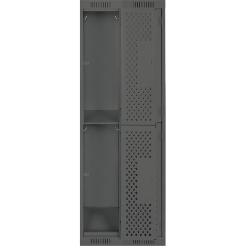 Clean Line Lockers, 2 -tier, Bank of 2, 24" x 15" x 72", Steel, Charcoal, Rivet (Assembled), Perforated Sidevic Inc.