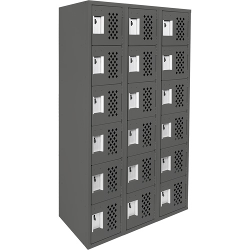 Assembled Lockerettes Clean Line Perforated Economy Lockers, 6 -tier, Bank of 3, 18" x 72" x 12", Steel Sidevic Inc.