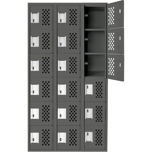 Assembled Lockerettes Clean Line Perforated Economy Lockers, 6 -tier, Bank of 3, 18" x 72" x 12", Steel Sidevic Inc.