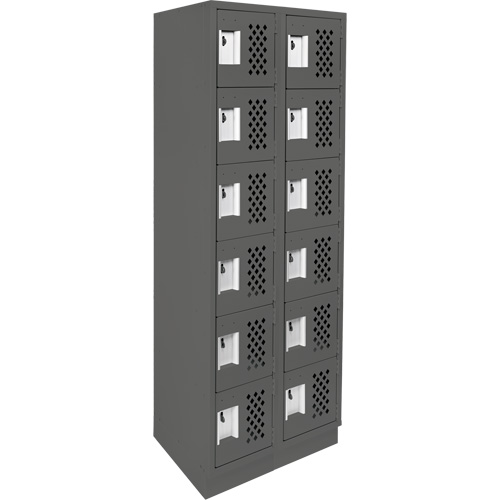 Clean-Line Perforated Lockerette, 6 -tier, Bank of 2, 12" x 72" x 12", Steel Sidevic Inc.