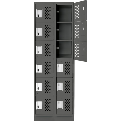 Clean-Line Perforated Lockerette, 6 -tier, Bank of 2, 12" x 72" x 12", Steel Sidevic Inc.