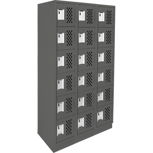 Clean-Line Perforated Lockerette, 6 -tier, Bank of 3, 12" x 72" x 12", Steel Sidevic Inc.