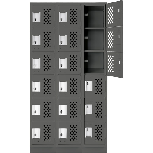 Clean-Line Perforated Lockerette, 6 -tier, Bank of 3, 12" x 72" x 12", Steel Sidevic Inc.