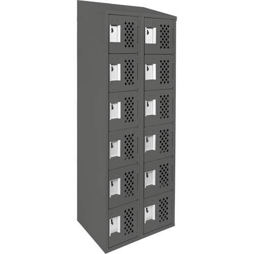 Clean-Line Perforated Lockerette, 6 -tier, Bank of 2, 15" x 72" x 12", Steel Sidevic Inc.