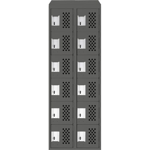 Clean-Line Perforated Lockerette, 6 -tier, Bank of 2, 15" x 72" x 12", Steel Sidevic Inc.