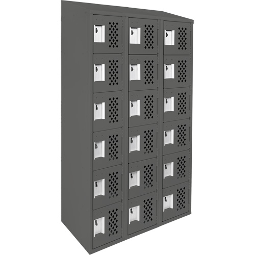 Petit casier perfor&eacute; Clean-Line, 6 niveaux, Bloc de 3, 15" x 72" x 12", Acier Sidevic Inc.