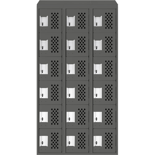 Petit casier perfor&eacute; Clean-Line, 6 niveaux, Bloc de 3, 15" x 72" x 12", Acier Sidevic Inc.