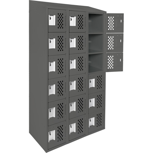 Petit casier perfor&eacute; Clean-Line, 6 niveaux, Bloc de 3, 15" x 72" x 12", Acier Sidevic Inc.