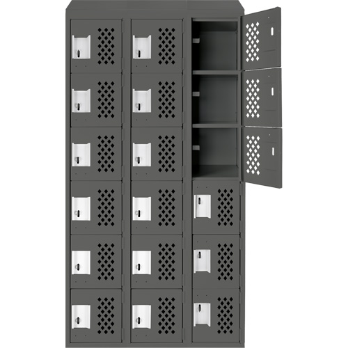 Petit casier perfor&eacute; Clean-Line, 6 niveaux, Bloc de 3, 15" x 72" x 12", Acier Sidevic Inc.