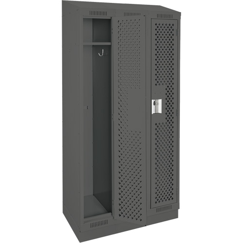 Clean Line Lockers, Bank of 3, 36" x 18" x 82", Steel, Charcoal, Rivet (Assembled), Perforated Sidevic Inc.