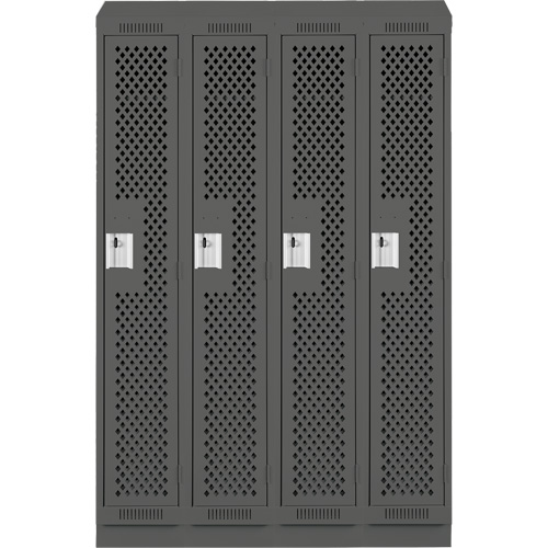 Clean Line Lockers, Bank of 4, 48" x 18" x 82", Steel, Charcoal, Rivet (Assembled), Perforated Sidevic Inc.