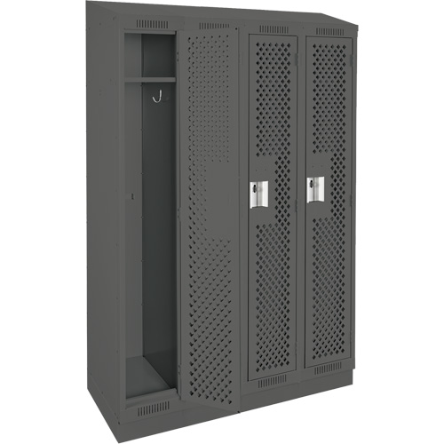 Clean Line Lockers, Bank of 4, 48" x 18" x 82", Steel, Charcoal, Rivet (Assembled), Perforated Sidevic Inc.