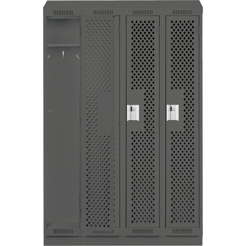 Clean Line Lockers, Bank of 4, 48" x 18" x 82", Steel, Charcoal, Rivet (Assembled), Perforated Sidevic Inc.