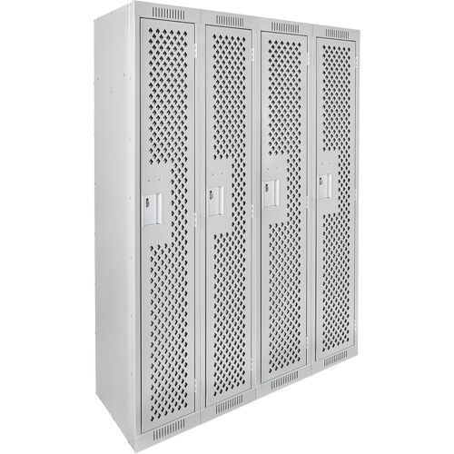 Clean Line Lockers, Bank of 4, 48" x 15" x 72", Steel, Grey, Rivet (Assembled), Perforated Sidevic Inc.