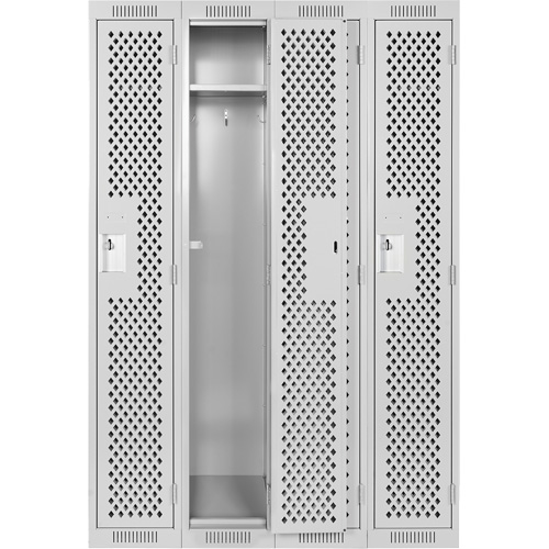 Clean Line Lockers, Bank of 4, 48" x 15" x 72", Steel, Grey, Rivet (Assembled), Perforated Sidevic Inc.