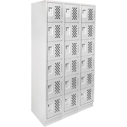 Clean-Line Perforated Lockerette, 6 -tier, Bank of 3, 12" x 72" x 12", Steel Sidevic Inc.