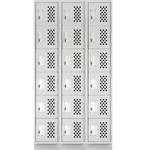Clean-Line Perforated Lockerette, 6 -tier, Bank of 3, 12" x 72" x 12", Steel Sidevic Inc.