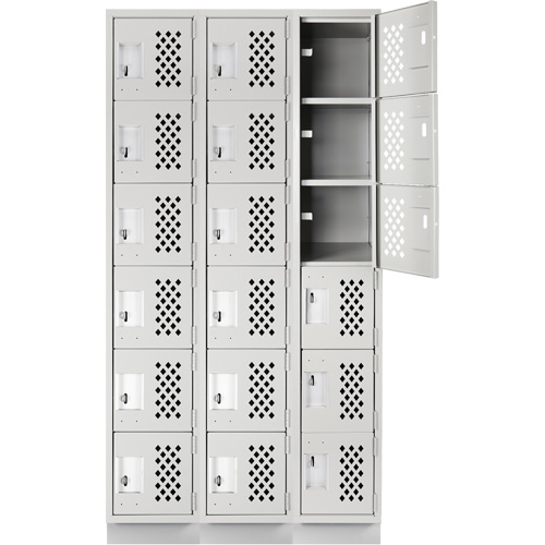 Clean-Line Perforated Lockerette, 6 -tier, Bank of 3, 12" x 72" x 12", Steel Sidevic Inc.