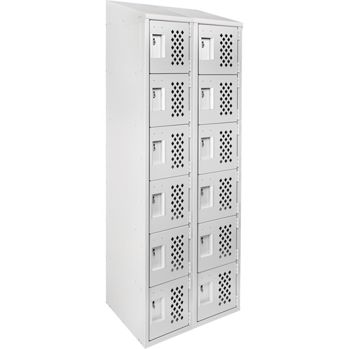 Clean-Line Perforated Lockerette, 6 -tier, Bank of 2, 15" x 72" x 12", Steel Sidevic Inc.