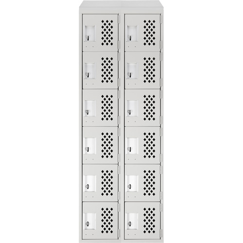 Clean-Line Perforated Lockerette, 6 -tier, Bank of 2, 15" x 72" x 12", Steel Sidevic Inc.