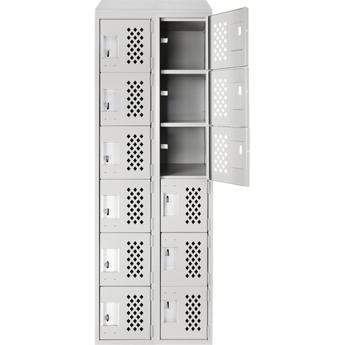 Clean-Line Perforated Lockerette, 6 -tier, Bank of 2, 15" x 72" x 12", Steel Sidevic Inc.