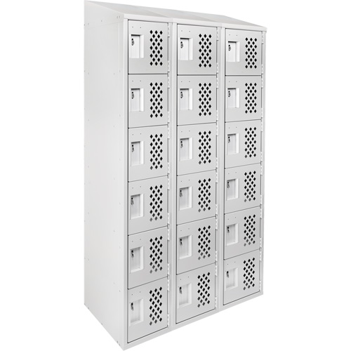 Clean-Line Perforated Lockerette, 6 -tier, Bank of 3, 15" x 72" x 12", Steel Sidevic Inc.