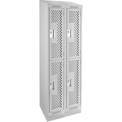 Clean Line Lockers, 2 -tier, Bank of 2, 24" x 12" x 82", Steel, Grey, Rivet (Assembled), Perforated Sidevic Inc.