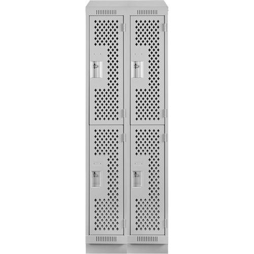 Clean Line Lockers, 2 -tier, Bank of 2, 24" x 12" x 82", Steel, Grey, Rivet (Assembled), Perforated Sidevic Inc.