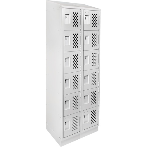 Clean-Line Perforated Lockerette, 6 -tier, Bank of 2, 12" x 72" x 12", Steel Sidevic Inc.
