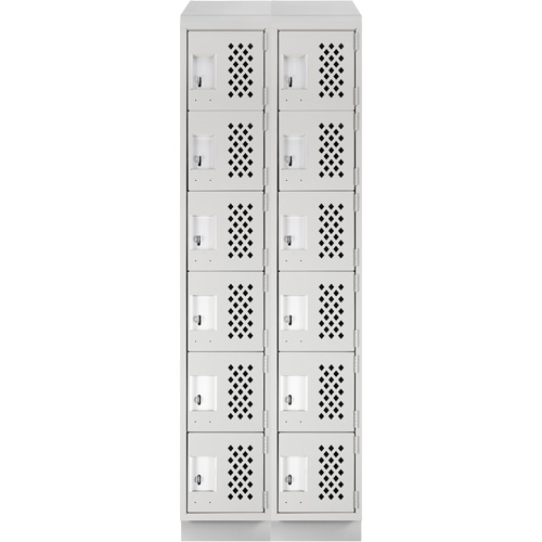 Clean-Line Perforated Lockerette, 6 -tier, Bank of 2, 12" x 72" x 12", Steel Sidevic Inc.