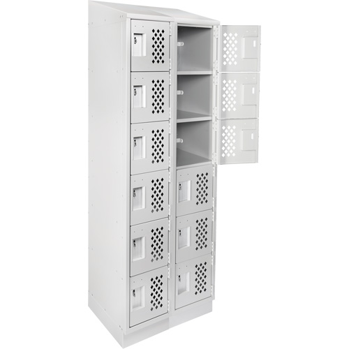 Clean-Line Perforated Lockerette, 6 -tier, Bank of 2, 12" x 72" x 12", Steel Sidevic Inc.