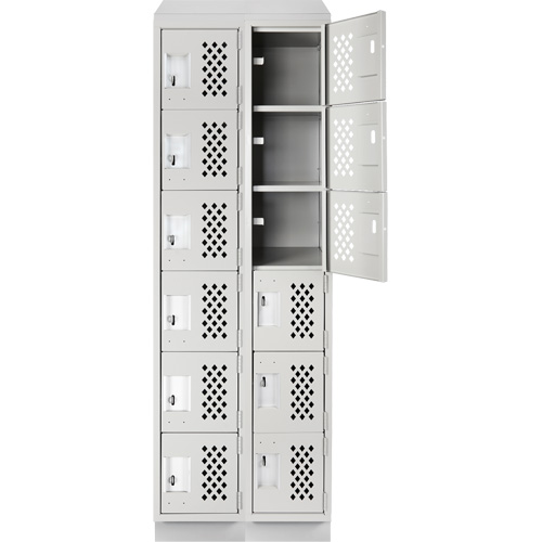 Clean-Line Perforated Lockerette, 6 -tier, Bank of 2, 12" x 72" x 12", Steel Sidevic Inc.