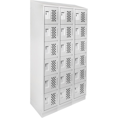 Clean-Line Perforated Lockerette, 6 -tier, Bank of 3, 12" x 72" x 12", Steel Sidevic Inc.