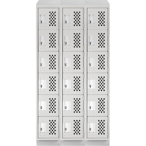 Clean-Line Perforated Lockerette, 6 -tier, Bank of 3, 12" x 72" x 12", Steel Sidevic Inc.