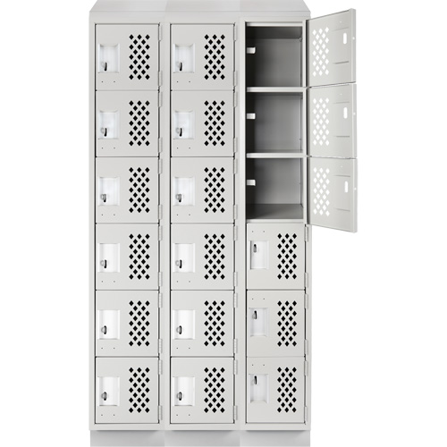 Clean-Line Perforated Lockerette, 6 -tier, Bank of 3, 12" x 72" x 12", Steel Sidevic Inc.