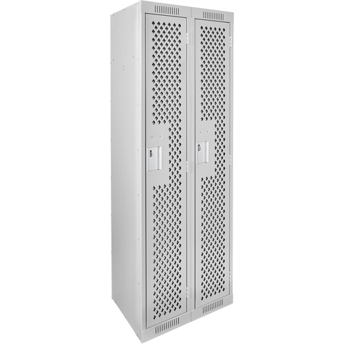 Clean Line Lockers, Bank of 2, 24" x 15" x 72", Steel, Grey, Rivet (Assembled), Perforated Sidevic Inc.