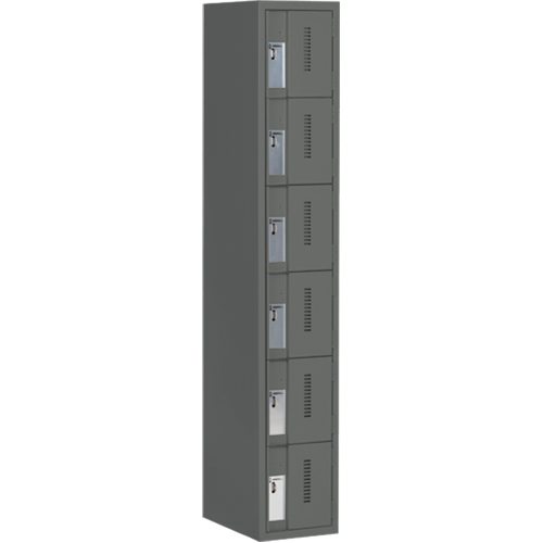 Concorde Heavy-Duty Lockers, 6 -tier, 12" x 18" x 72", Steel, Charcoal, Welded (Assembled) Sidevic Inc.