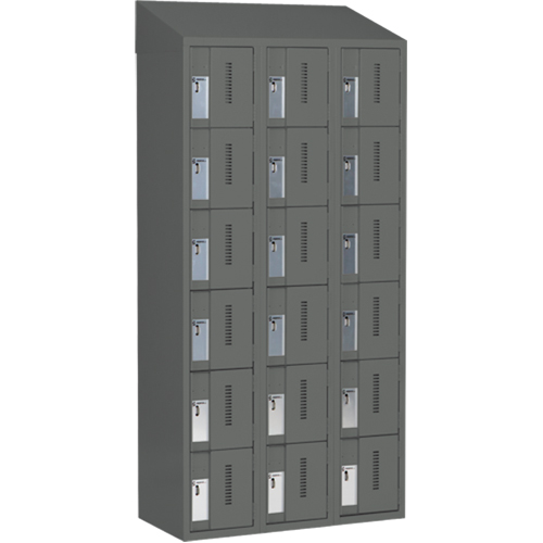 Concorde Heavy-Duty Lockers, 6 -tier, Bank of 3, 36" x 18" x 78", Steel, Charcoal, Welded (Assembled) Sidevic Inc.