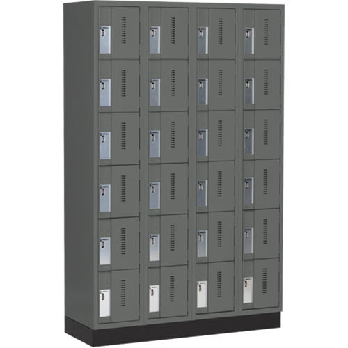 Concorde Heavy-Duty Lockers, 6 -tier, Bank of 4, 48" x 18" x 76", Steel, Charcoal, Welded (Assembled) Sidevic Inc.
