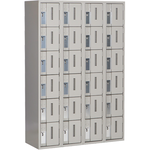 Concorde Heavy-Duty Lockers, 6 -tier, Bank of 4, 48" x 18" x 72", Steel, Grey, Welded (Assembled) Sidevic Inc.
