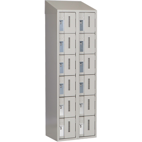 Concorde Heavy-Duty Lockers, 6 -tier, Bank of 2, 24" x 18" x 78", Steel, Grey, Welded (Assembled) Sidevic Inc.