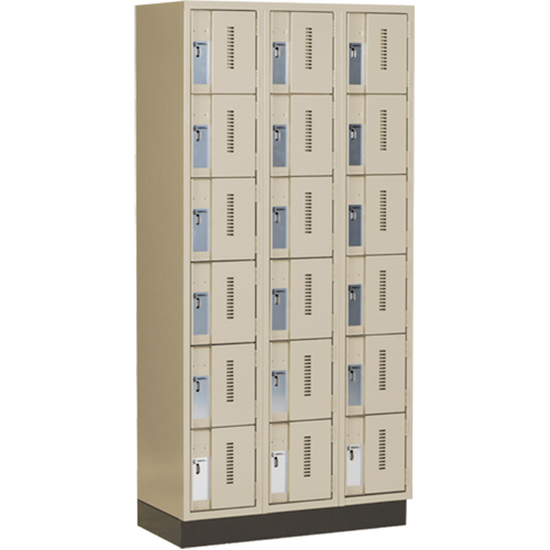 Concorde Heavy-Duty Lockers, 6 -tier, Bank of 3, 36" x 18" x 76", Steel, Beige, Welded (Assembled) Sidevic Inc.