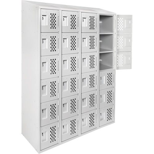Casiers &eacute;conomiques perfor&eacute;s et assembl&eacute;s Clean Line, 6 niveaux, Bloc de 4, 18" x 72" x 12", Acier Sidevic Inc.