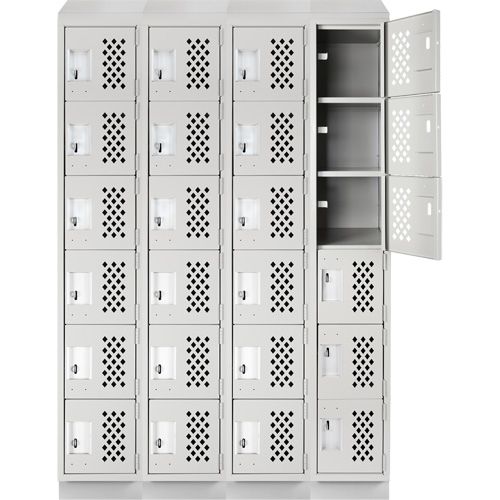 Casiers &eacute;conomiques perfor&eacute;s et assembl&eacute;s Clean Line, 6 niveaux, Bloc de 4, 18" x 72" x 12", Acier Sidevic Inc.
