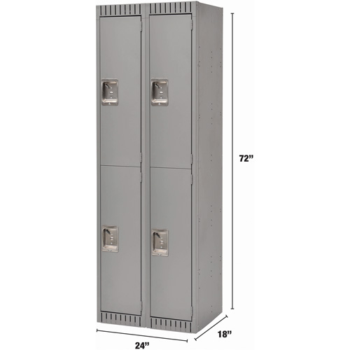 Casiers, 2 niveaux, Bloc de 2, 24" x 18" x 72", Acier, Gris, D&eacute;mont&eacute; Sidevic Inc.