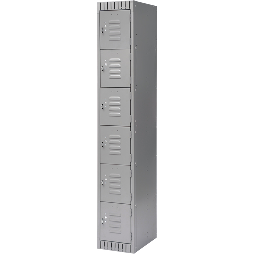 Lockers, 6 -tier, 12" x 18" x 72", Steel, Grey, Knocked Down Sidevic Inc.