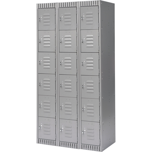 Casiers, 6 niveaux, Bloc de 3, 36" x 18" x 72", Acier, Gris, D&eacute;mont&eacute; Sidevic Inc.
