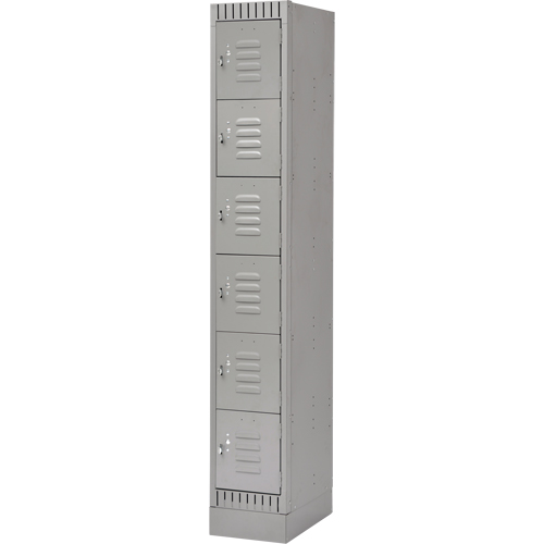 Lockers, 6 -tier, 12" x 18" x 76", Steel, Grey, Knocked Down Sidevic Inc.