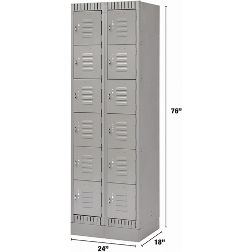 Casiers, 6 niveaux, Bloc de 2, 24" x 18" x 76", Acier, Gris, D&eacute;mont&eacute; Sidevic Inc.