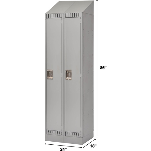 Lockers, Bank of 2, 24" x 18" x 86", Steel, Grey, Knocked Down Sidevic Inc.